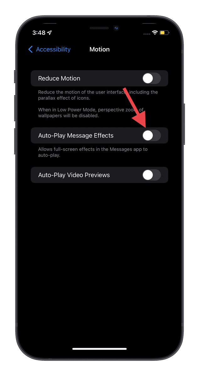 Disable Auto-Play iMessage Effects 