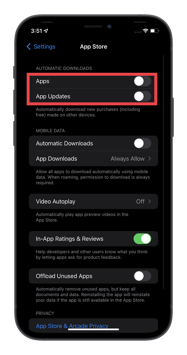 Turn Off Automatic App Downloads and Updates 