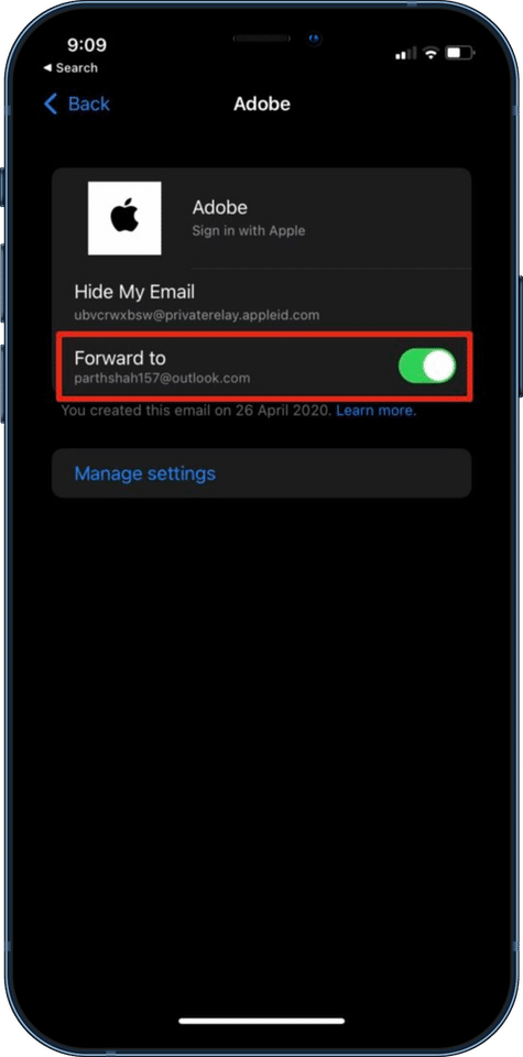 disable email forward 