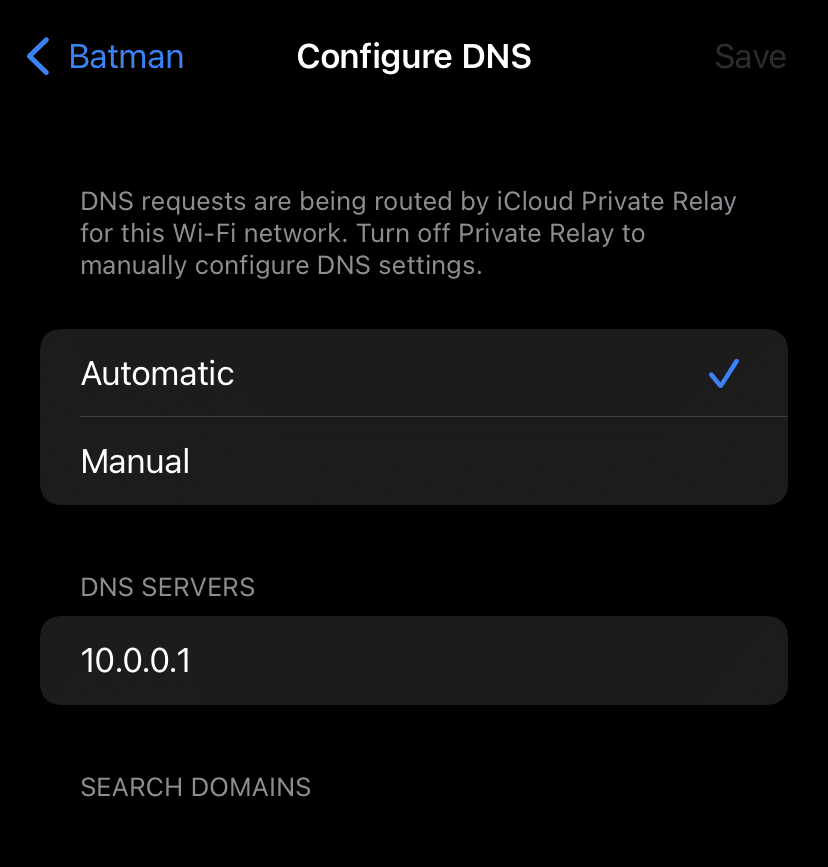 iOS 15 Custom DNS