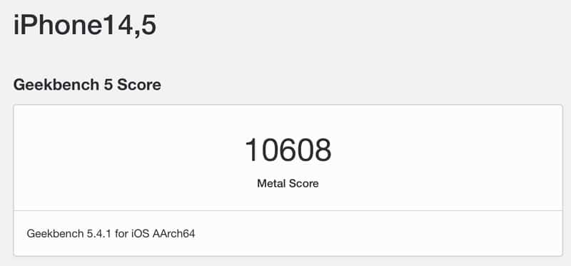 iPhone 13 Geekbench Metal Score