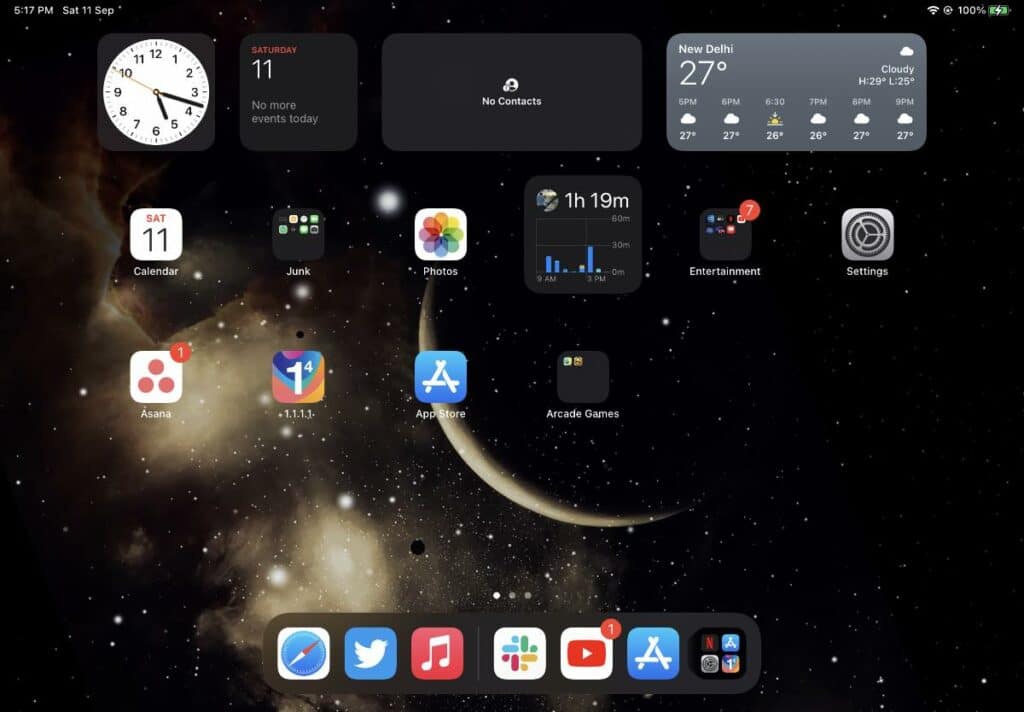widgets on iPad home screen