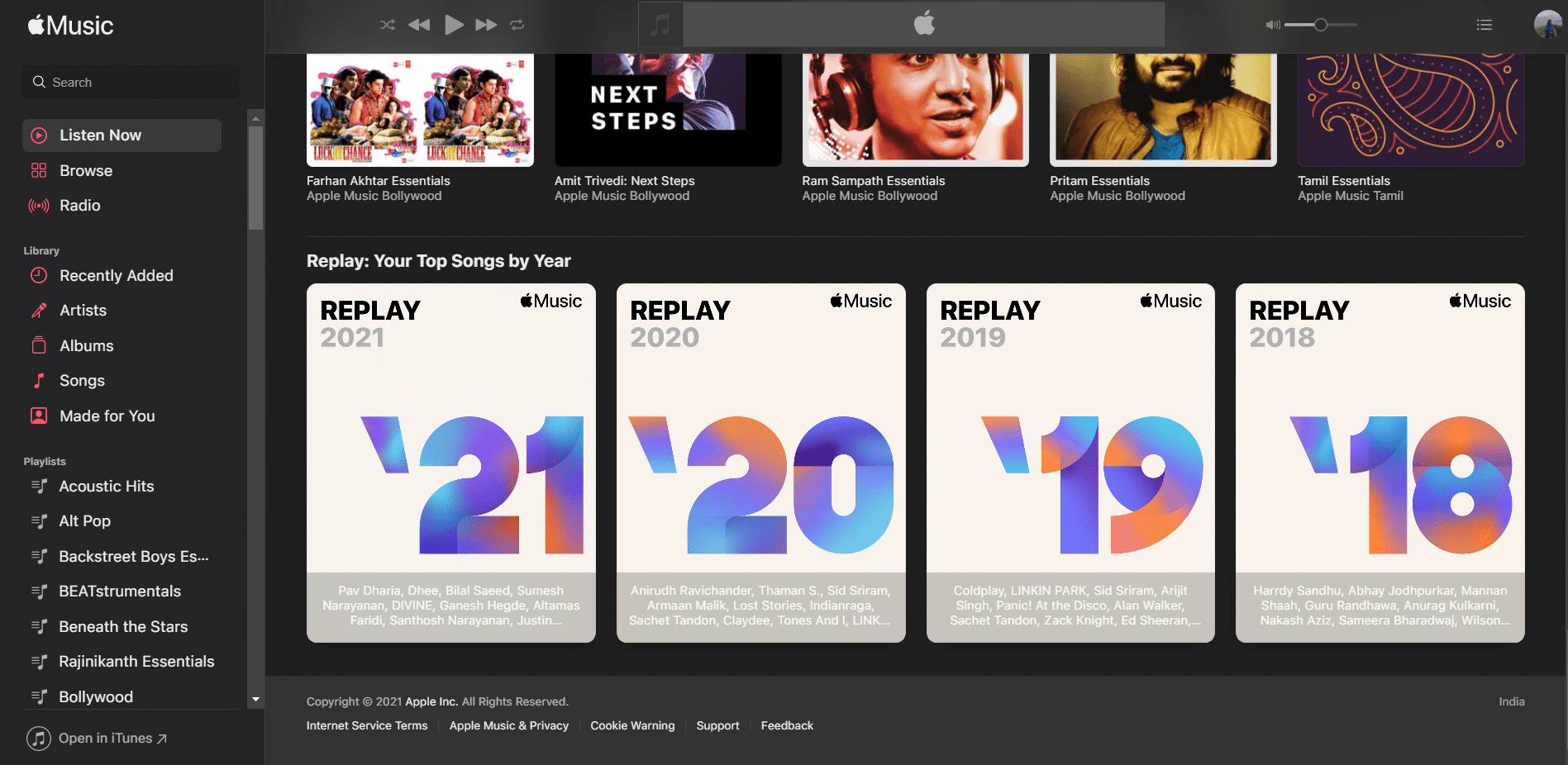 Apple Music Replay 2021 screenshot