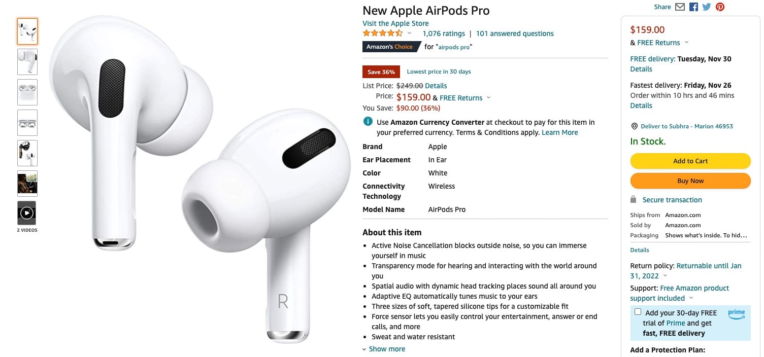 Amazon AirPods Pro deal
