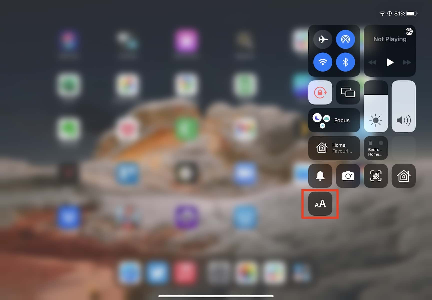 Add text size shortcut to iPad control center 