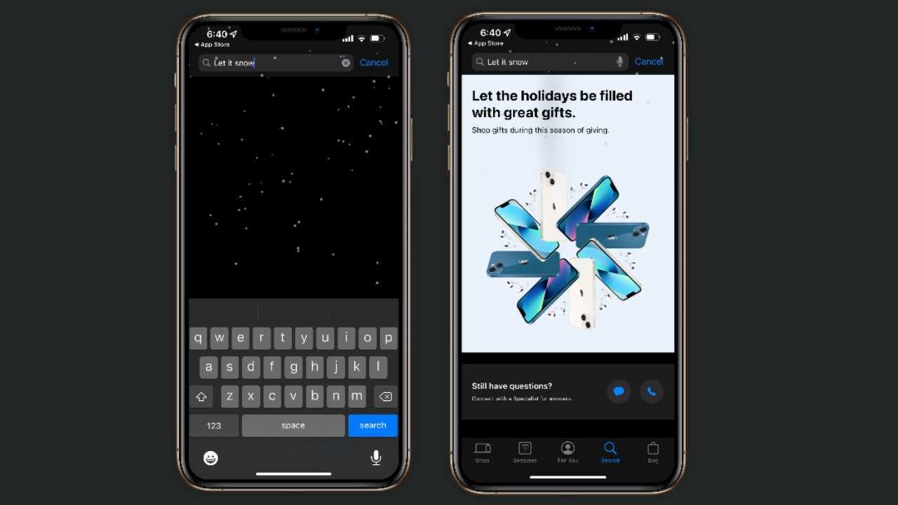 Apple Store App let it snow Screenshot