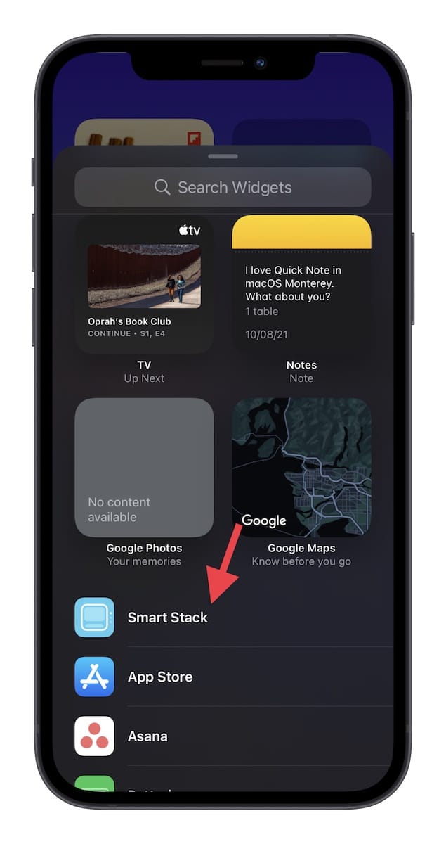 Create stack widget on iPhone 