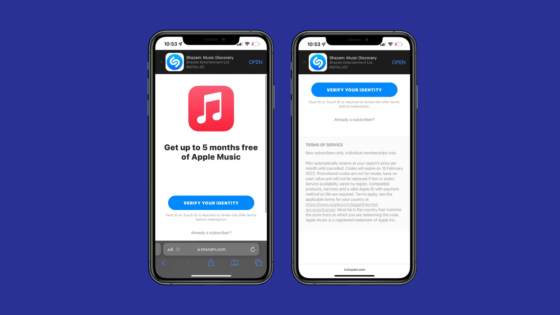 Shazam free Apple Music 2021