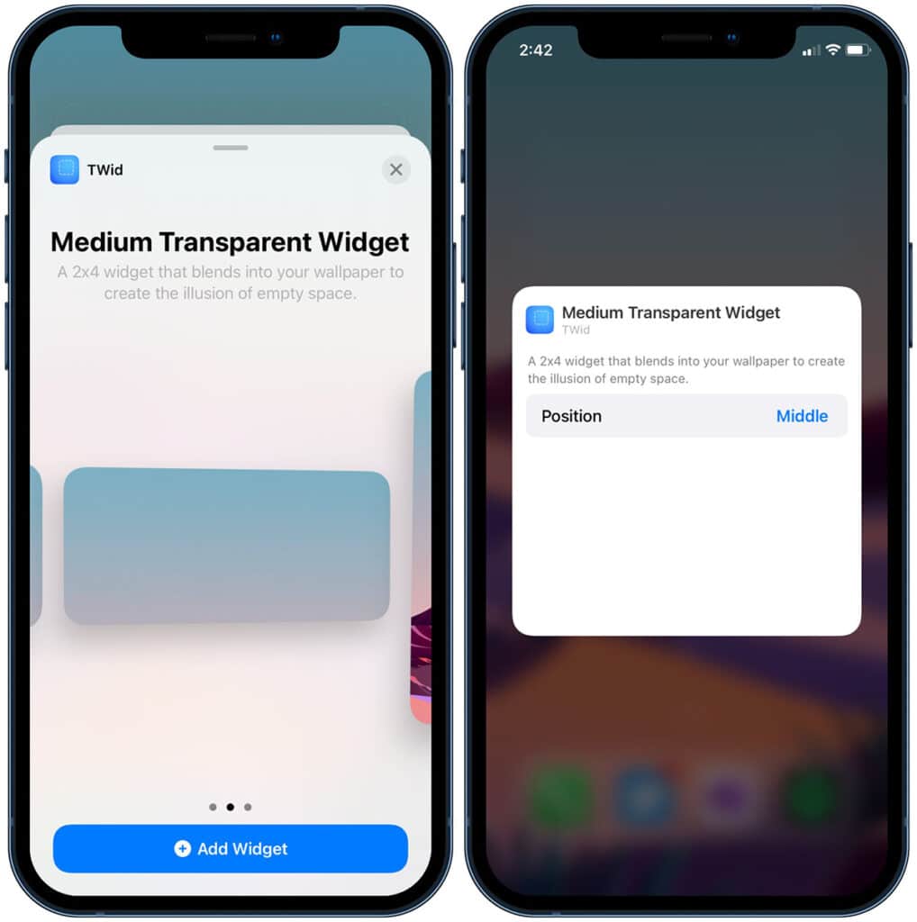 create empty home screen on iPhone - add transparent widget
