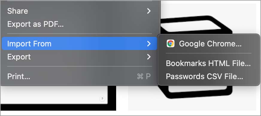 import bookmarks and passwords in Safari