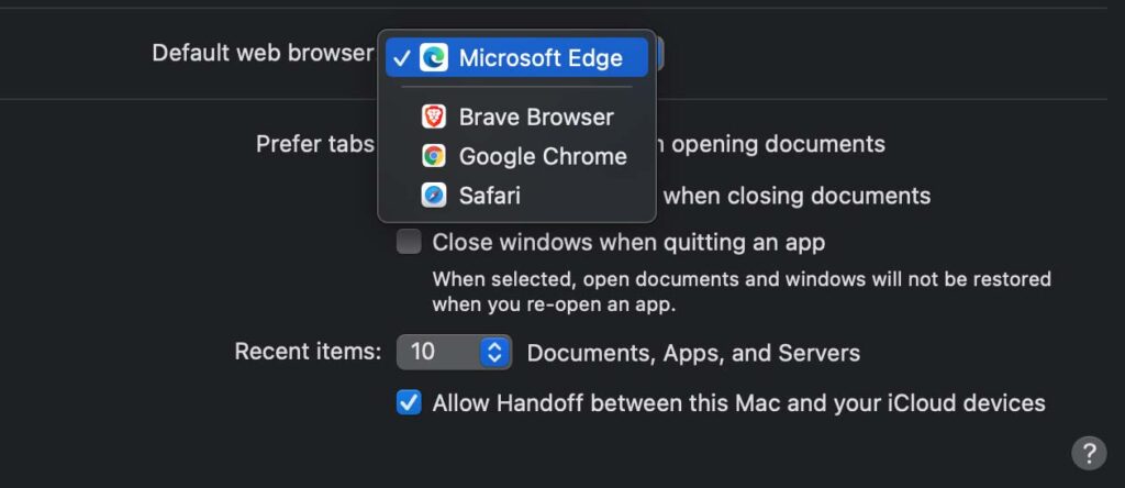 change default browser in mac