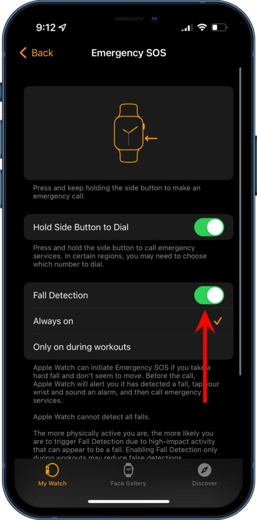 fall detection in apple watch