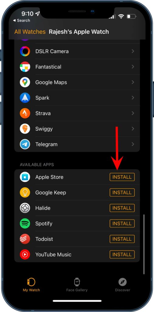 install apps on Apple Watch