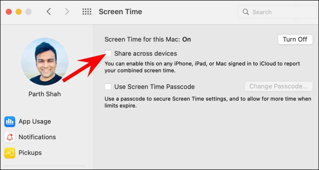 share screen time on mac