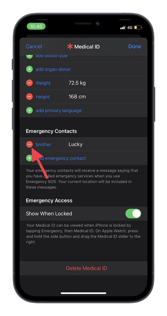 Remove emergency contacts on Apple Watch 