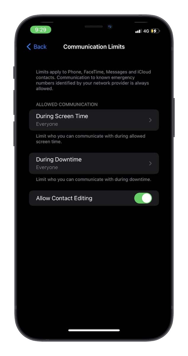 Set Communication Limits on iPhone or iPad 