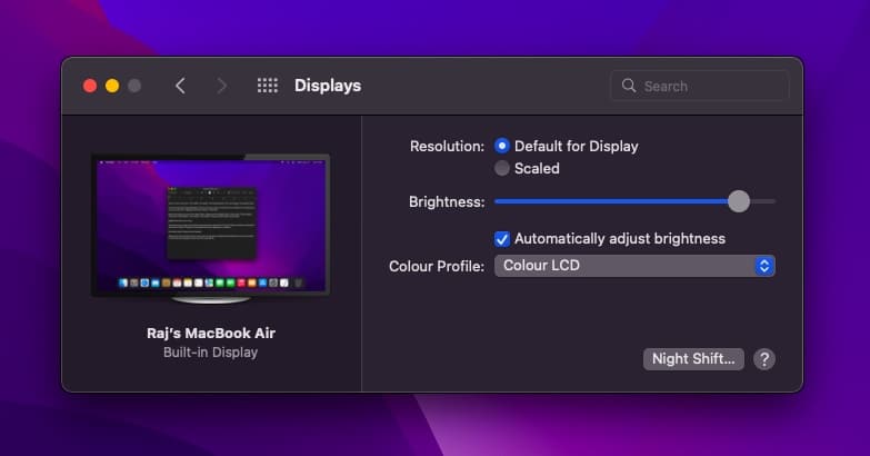 Adjust display resolution on Mac