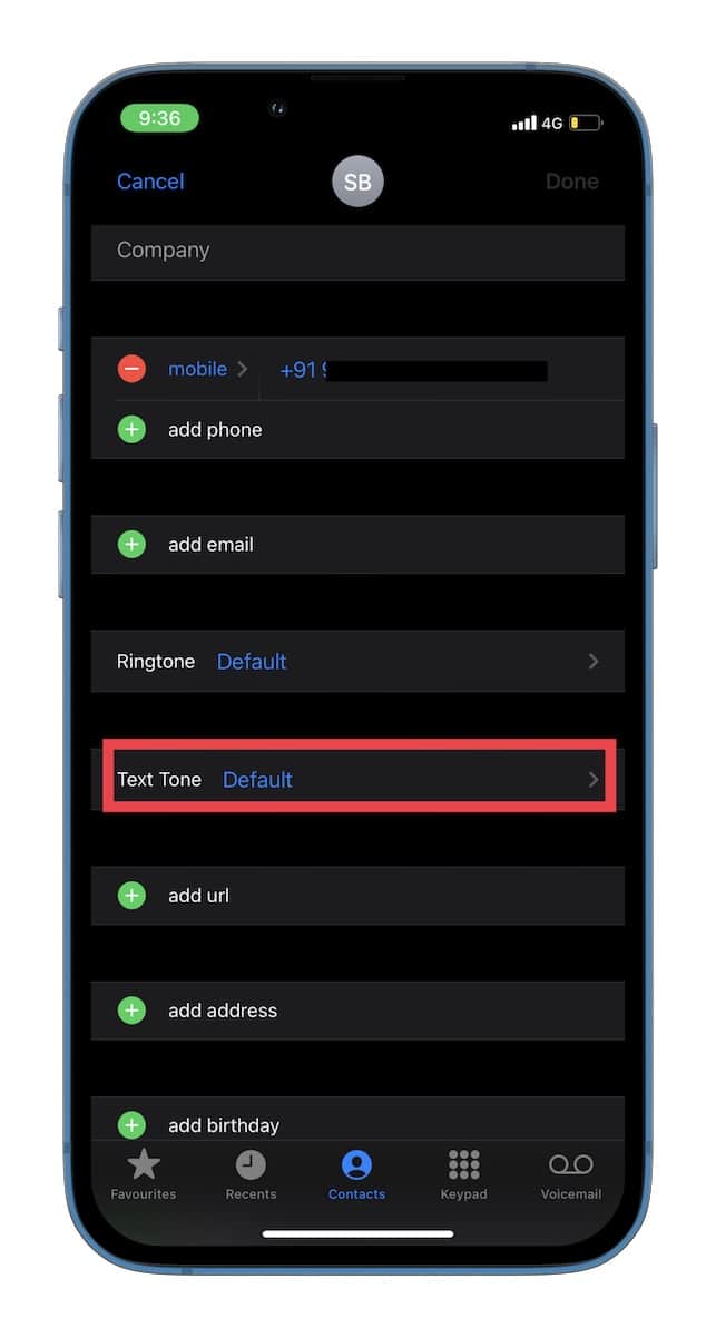 Make Sure Custom Text Tone is Not Set to None 