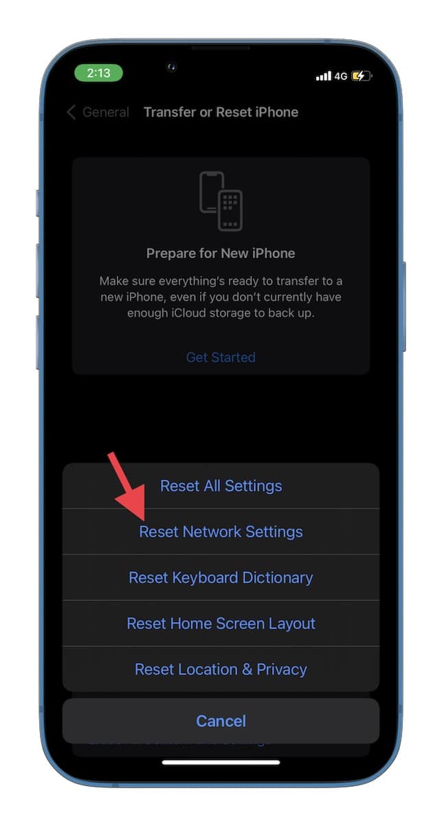Reset Network Settings on iPhone