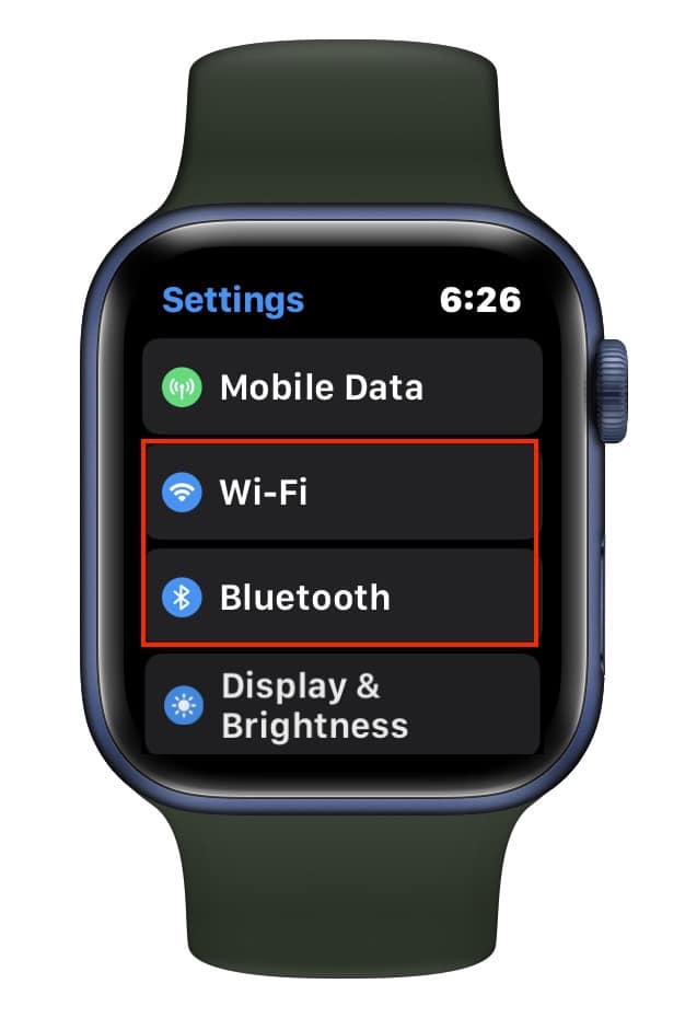 Turn off or on WiFi and Bluetooth on Apple Watch