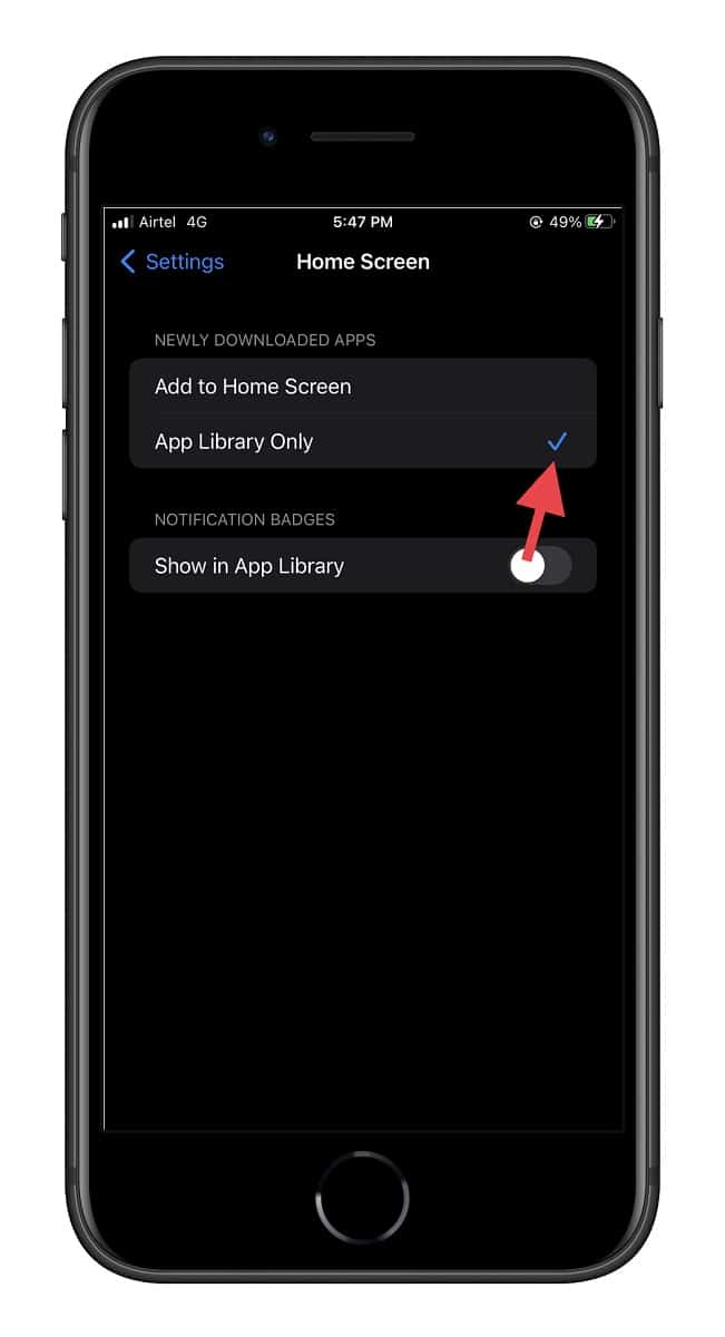 Choose App Library Only