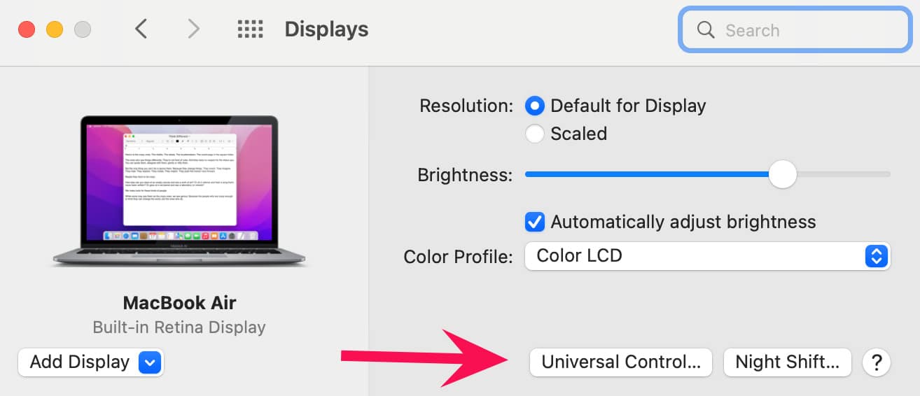 Universal control on Mac